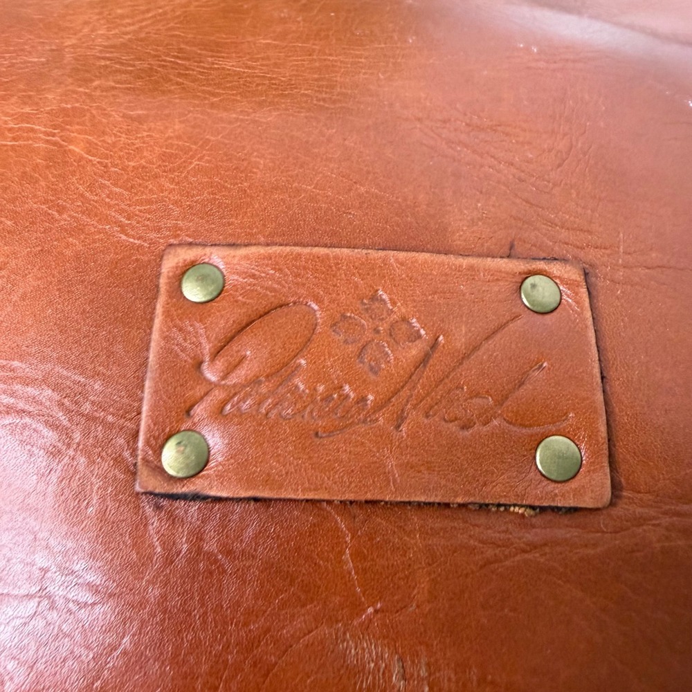 Patricia Nash Benvenuto Tote Bag Cognac Leather Studded Brass Heritage Academia - Picture 4 of 16